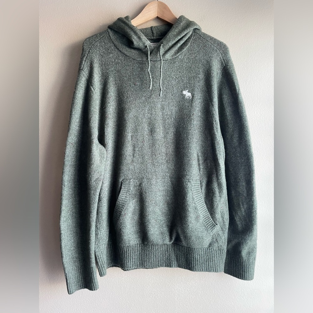 Abercrombie Fitch Men Green Hoodie Sweater Size Medium Long Sleeve